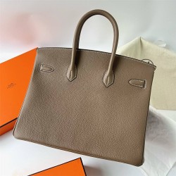 Hermes Hermès Birkin 35cm Togo Ck18 Elephant Grey Waxed Thread Gold Hardware Hand-Stitched