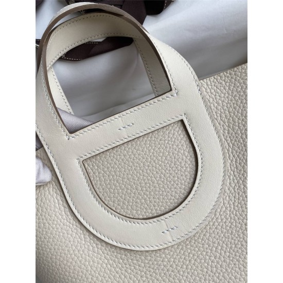 Hermes Hermès Picotin 18 in the loop...18cm Imported Taurillon Clemence Swift Leather Milk White Gold Hardware Waxed Thread Hand-Stitched