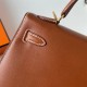 Hermes Hermès Kelly 25cm Barenia Smooth Grain Saddle Leather Waxed Thread Gold Hardware Hand-Stitched