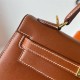 Hermes Hermès Kelly 25cm Barenia Smooth Grain Saddle Leather Waxed Thread Gold Hardware Hand-Stitched