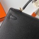 Hermes Hermès Kelly 25cm Epsom Ck89 Black Waxed Thread Gold Hardware Hand-Stitched