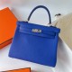 Hermes Hermès Kelly 25cm Togo I7 Lapis Lazuli Blue Waxed Thread Silver Hardware Hand-Stitched