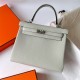 Hermes Hermès Kelly 25cm Togo 0V Crystal Grey Waxed Thread Silver Hardware Hand-Stitched