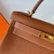 Hermes Hermès Kelly 28cm Togo Ck37 Golden Brown Waxed Thread Gold Hardware Hand-Stitched