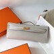 Hermes Hermès Kelly Cut 31cm Swift Imported Plain Leather Ck80 Pearl Grey Waxed Thread Gold Hardware Hand-Stitched