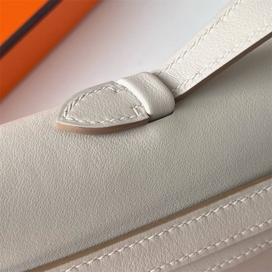 Hermes Hermès Kelly Cut 31cm Swift Imported Plain Leather Ck80 Pearl Grey Waxed Thread Gold Hardware Hand-Stitched