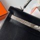 Hermes Hermès Kelly 25cm Touch Swift Imported Plain Leather Lizard Patch Black Waxed Thread Black Silver Hardware Out of Stock Hand-Stitched