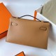 Hermes Hermès Mini Kelly 22cm Swift Imported Plain Leather 0M Milk Tea Color Waxed Thread Gold Hardware Hand-Stitched