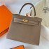 Hermes Hermès Kelly 25cm Togo Ck18 Elephant Grey Waxed Thread Gold Hardware Hand-Stitched