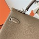 Hermes Hermès Kelly 25cm Togo Ck18 Elephant Grey Waxed Thread Silver Hardware Hand-Stitched