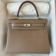 Hermes Hermès Kelly 25cm Togo Ck18 Elephant Grey Waxed Thread Silver Hardware Hand-Stitched