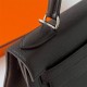 Hermes Hermès Kelly 25cm Epsom Ck89 Black Waxed Thread Silver Hardware Hand-Stitched