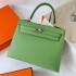 Hermes Hermès Kelly 25cm Epsom 3I Avocado Green Waxed Thread Silver Hardware Hand-Stitched