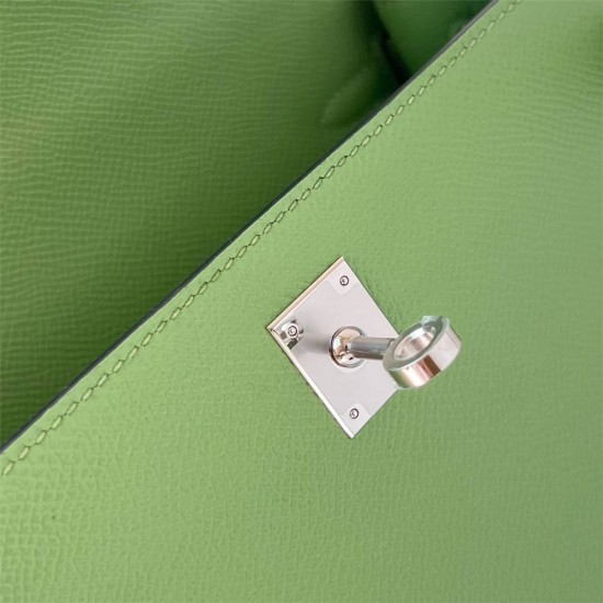 Hermes Hermès Kelly 25cm Epsom 3I Avocado Green Waxed Thread Silver Hardware Hand-Stitched