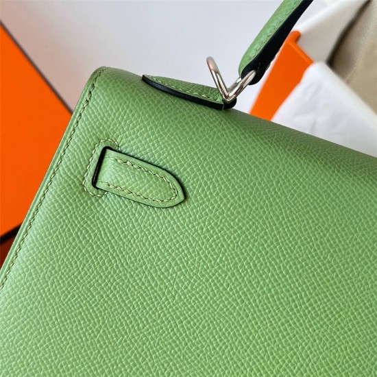 Hermes Hermès Kelly 25cm Epsom 3I Avocado Green Waxed Thread Silver Hardware Hand-Stitched