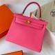 Hermes Hermès Kelly 25cm Swift Imported Plain Leather 8W New Lipstick Pink Waxed Thread Gold Hardware Hand-Stitched