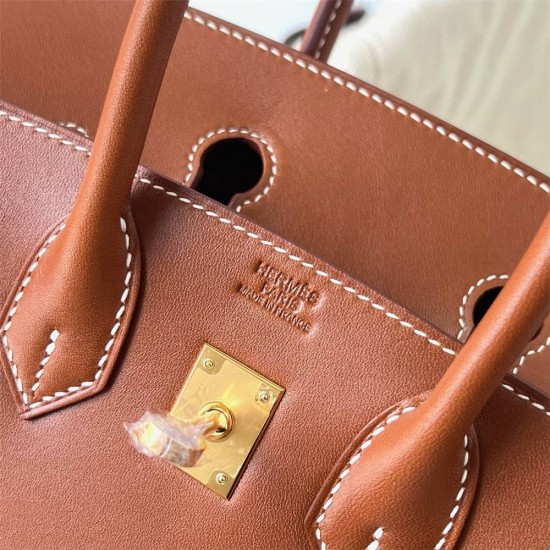 Hermes Hermès Birkin 25cm Barenia Smooth Grain Saddle Leather Ck37 Golden Brown Waxed Thread Gold Hardware Out of Stock Hand-Stitched