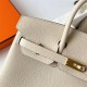 Hermes Hermès Birkin 25cm Togo Ck10 Milk White Waxed Thread Gold Hardware Hand-Stitched