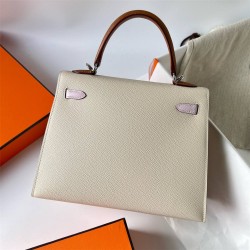 Hermes Hermès Kelly 25cm Triple Color Waxed Thread Silver Hardware Hand-Stitched