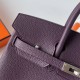 Hermes Hermès Birkin 25cm Togo 59 Grape Purple Waxed Thread Silver Hardware Hand-Stitched