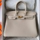 Hermes Hermès Birkin 25cm Togo Ck10 Milk White Waxed Thread Gold Hardware Hand-Stitched