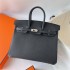 Hermes Hermès Birkin 25cm Epsom Ck89 Black Waxed Thread Silver Hardware Hand-Stitched