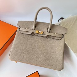 Hermes Hermès Birkin 25cm Togo Ck81 Dove Grey Waxed Thread Gold Hardware Hand-Stitched