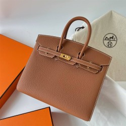 Hermes Hermès Birkin 25cm Sellier External Stitching Epsom Ck37 Golden Brown Waxed Thread Gold Hardware Hand-Stitched