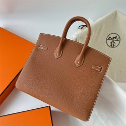 Hermes Hermès Birkin 25cm Sellier External Stitching Epsom Ck37 Golden Brown Waxed Thread Gold Hardware Hand-Stitched