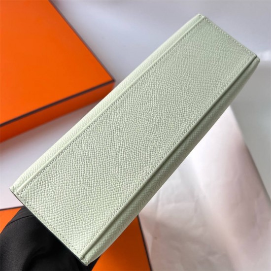 Hermes Hermès Mini Kelly 22cm Epsom 0S Bubble Green Waxed Thread Silver Hardware Hand-Stitched