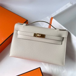 Hermes Hermès Mini Kelly 22cm Epsom Ck10 Milk White Waxed Thread Gold Hardware Hand-Stitched