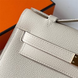 Hermes Hermès Mini Kelly 22cm Epsom Ck10 Milk White Waxed Thread Gold Hardware Hand-Stitched