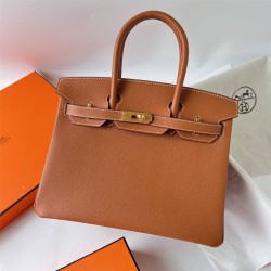 Hermes Hermès Birkin 30cm Epsom Ck37 Golden Brown Waxed Thread Gold Hardware Hand-Stitched