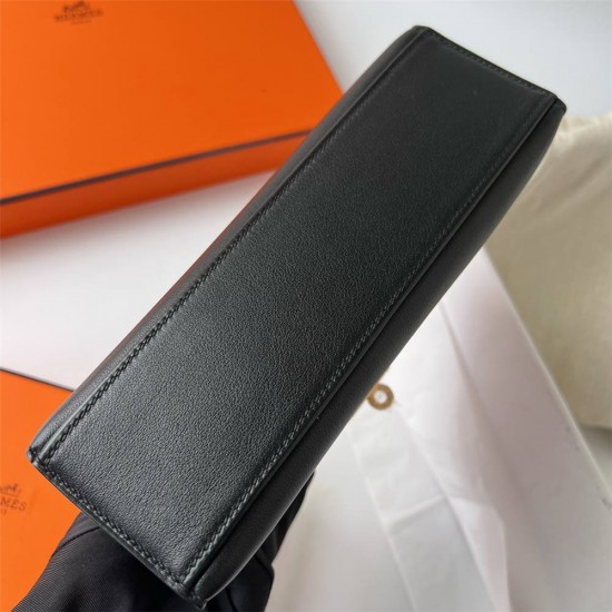 Hermes Hermès Mini Kelly 22cm Swift Imported Plain Leather Ck89 Black Waxed Thread Gold Hardware Hand-Stitched