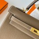 Hermes Hermès Kelly 25cm Togo Ck18 Elephant Grey Waxed Thread Gold Hardware Hand-Stitched