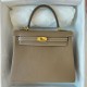 Hermes Hermès Kelly 25cm Togo Ck18 Elephant Grey Waxed Thread Gold Hardware Hand-Stitched