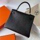 Hermes Hermès Kelly 25cm Togo Ck89 Black Waxed Thread Silver Hardware Hand-Stitched