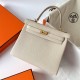 Hermes Hermès Kelly 25cm Togo Ck10 Milk White Waxed Thread Gold Hardware Hand-Stitched