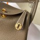 Hermes Hermès Mini Lindy 20cm Clemence Original Factory Leather Ck18 Elephant Grey Waxed Thread Gold Hardware Hand-Stitched