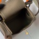 Hermes Hermès Mini Lindy 20cm Clemence Original Factory Leather Ck18 Elephant Grey Waxed Thread Gold Hardware Hand-Stitched