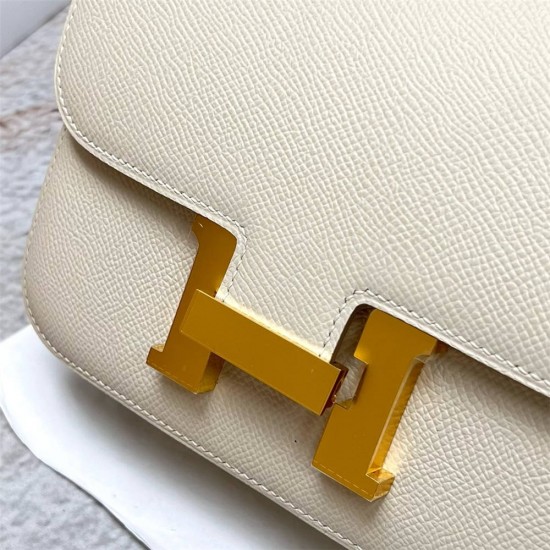 Hermes Hermès Constance 19cm Epsom Mirror Style Ck10 Milk White Waxed Thread Gold Hardware Hand-Stitched