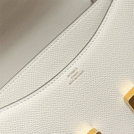 Hermes Hermès Constance 19cm Epsom Mirror Style Ck10 Milk White Waxed Thread Gold Hardware Hand-Stitched