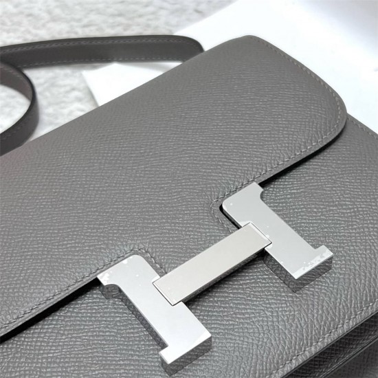 Hermes Hermès Constance 19cm Epsom Mirror Style 0L Cumulonimbus Grey Waxed Thread Silver Hardware Hand-Stitched