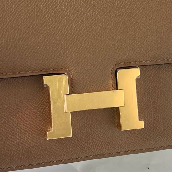 Hermes Hermès Constance 19cm Epsom 3G Chestnut Brown Waxed Thread Gold Hardware Hand-Stitched