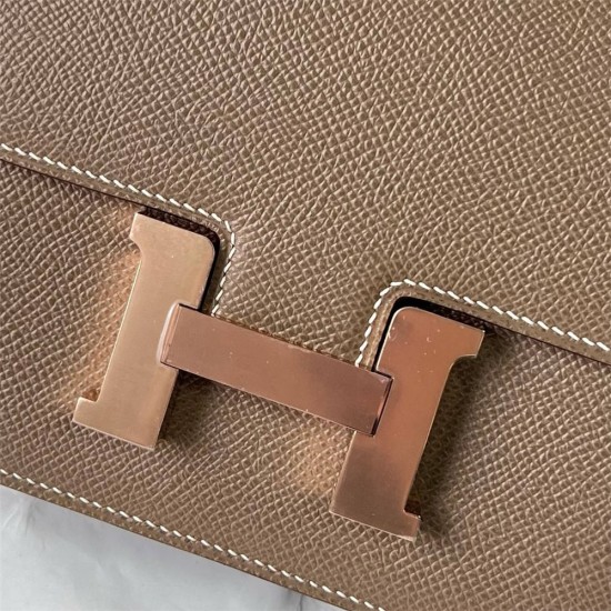 Hermes Hermès Constance 19cm Epsom Ck18 Elephant Grey Waxed Thread Rose Gold Hardware Hand-Stitched