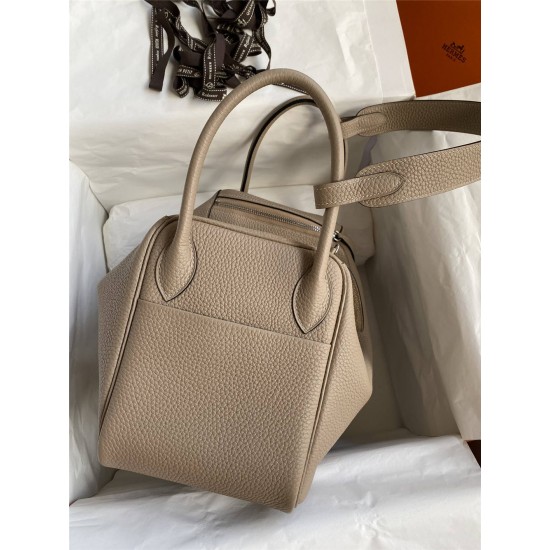 Hermes Hermès Lindy 26cm Imported Evercolor Leather Asphalt Grey Silver Hardware Hand-Stitched