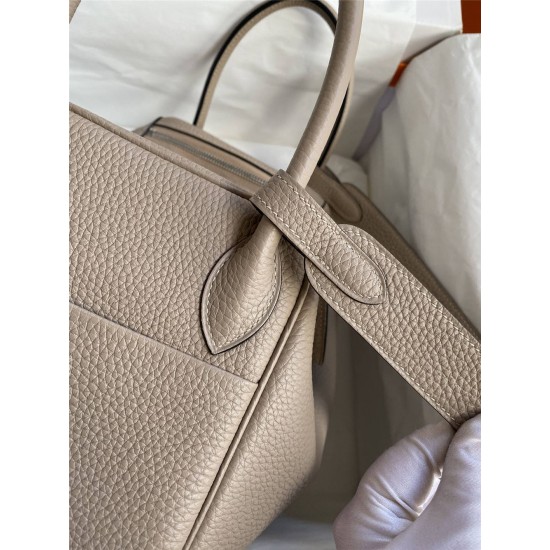 Hermes Hermès Lindy 26cm Imported Evercolor Leather Asphalt Grey Silver Hardware Hand-Stitched