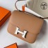 Hermes Hermès Constance 19cm Epsom Waxed Thread 0M Milk Tea Brown White Enamel Buckle Hand-Stitched