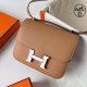 Hermes Hermès Constance 19cm Epsom Waxed Thread 0M Milk Tea Brown White Enamel Buckle Hand-Stitched