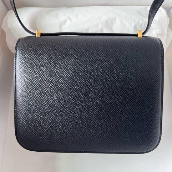 Hermes Hermès Constance 19 Mirror Style Epsom Waxed Thread Black Gold Hardware Hand-Stitched